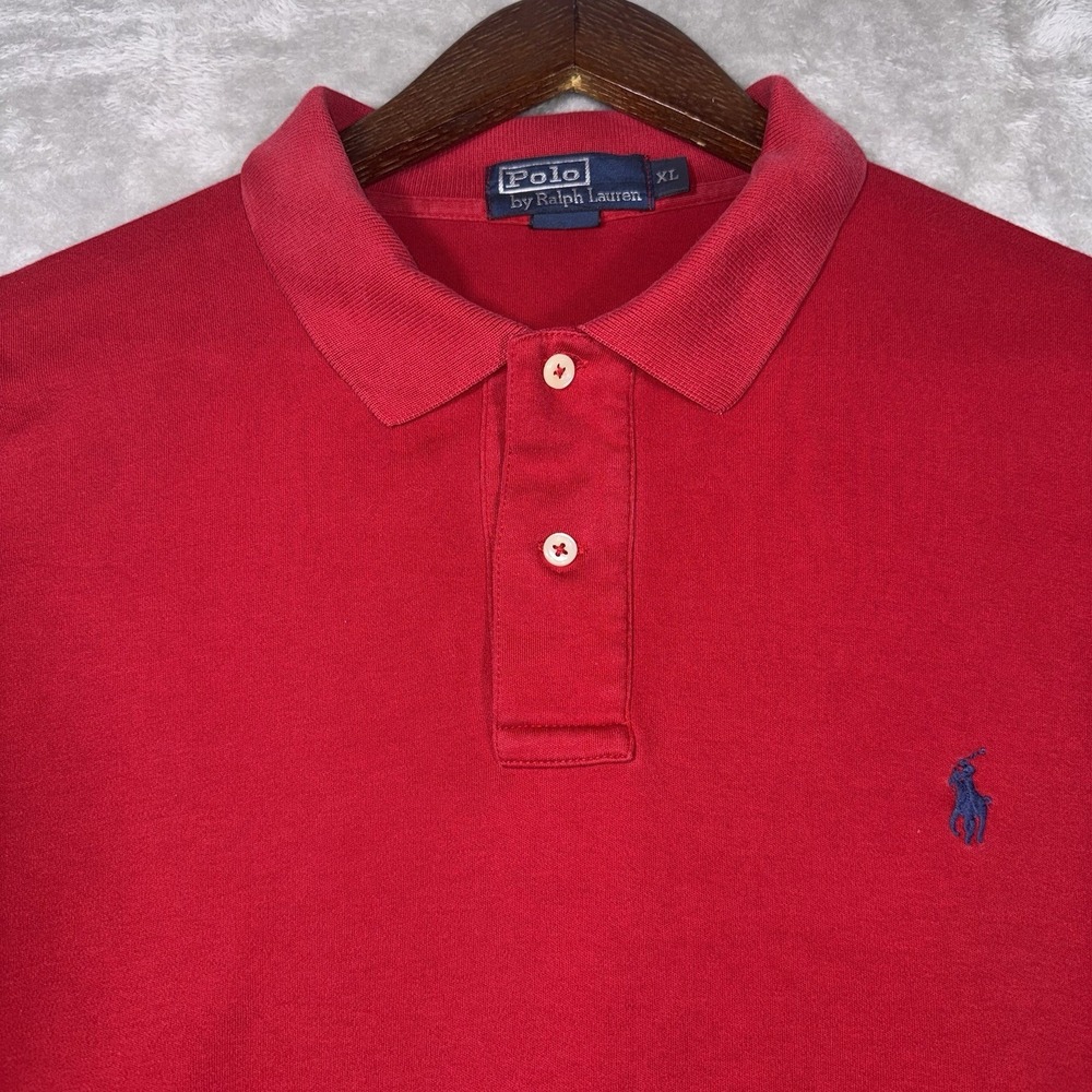 Polo Ralph Lauren Cotton Shirt Men's XL Red W/ Blue Pony School Pride‎ Preppy - Picture 2 of 6